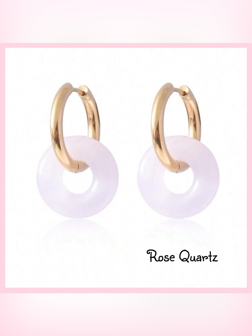 Natural Crystal Donut Gold Plated Hoop Earrings For Women NEW - Picture 6 of 8